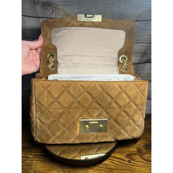 Michael Kors Sloan Quilted Suede Shoulder Bag - Picture 9 of 12